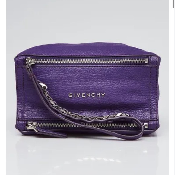 Givenchy Purple Pandora Wristlet Clutch Leather